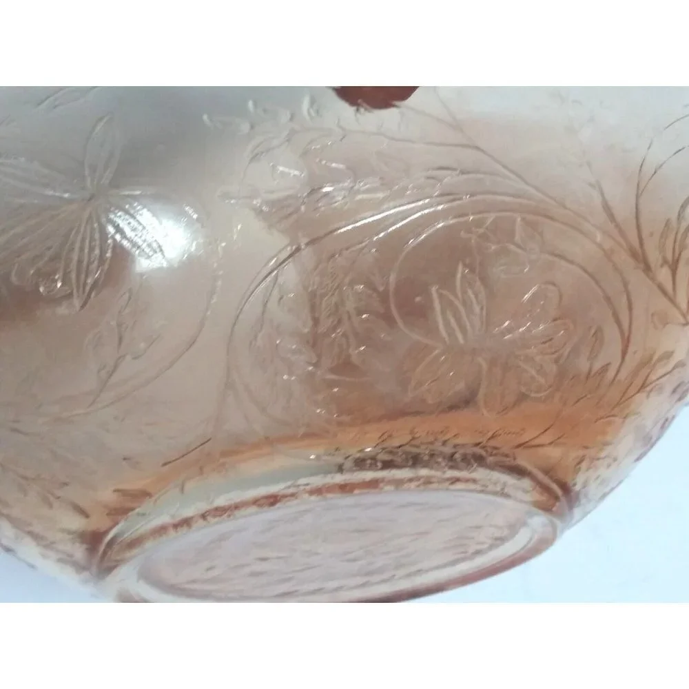 Vintage Carnival Glass Iris Bowl With Scallop Edge light amber gold 9.75